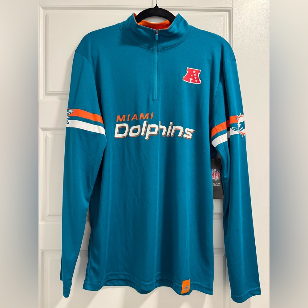 Miami Dolphins Men’s Long Sleeve 1/4 Zip Shirt — Size M (NWT, Authentic NFL)